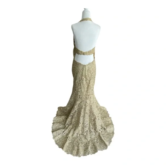 Sherri Hill Gold Lace Halter Gown Size 8 Worn Once, Excellent Condition - threedaughtersproperties.com Sherri Hill Gold Lace Halter Gown Size 8 Worn Once, Excellent Condition - threedaughtersproperties.com